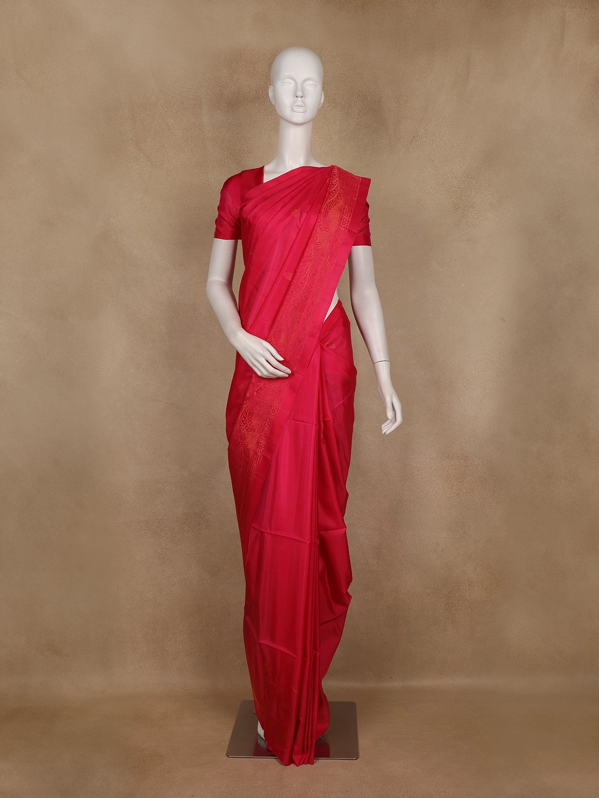 Pink Butta Woven Soft Silk Saree with Matching Zari Border