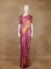 Pink Checked Woven Pure Kanchipuram Silk Saree With Zari Border - Diadem