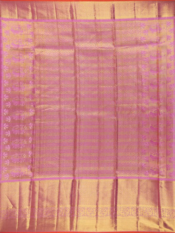 Pink Checked Woven Pure Kanchipuram Silk Saree With Zari Border - Diadem