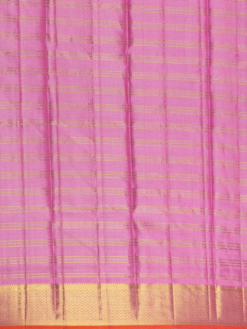 Pink Checked Woven Pure Kanchipuram Silk Saree With Zari Border - Diadem