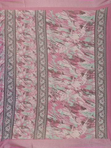 Pink Floral Abstract Design Semi Tissue Saree - Diadem