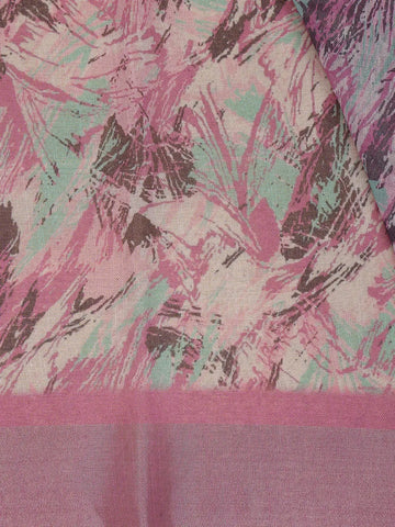 Pink Floral Abstract Design Semi Tissue Saree - Diadem