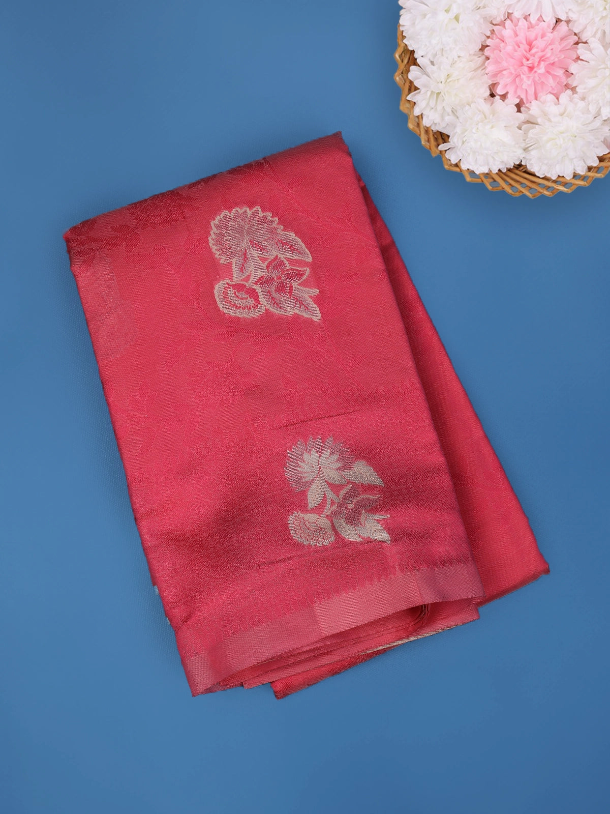 Pink Floral Butta Design Fancy Art Silk Saree