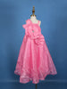 Pink Floral Design Satin Party Wear Frock