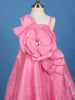Pink Floral Design Satin Party Wear Frock