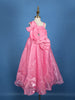 Pink Floral Design Satin Party Wear Frock
