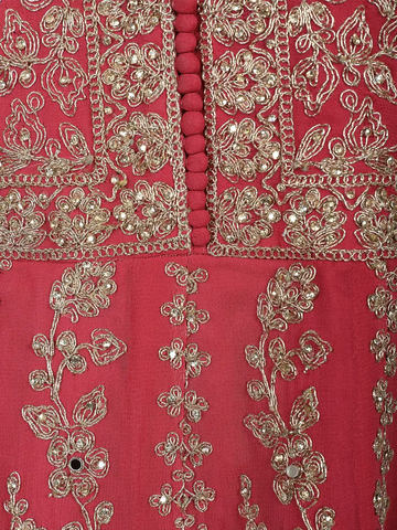 Pink Floral Designed Anarkali Georgette Gown - Diadem