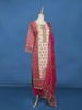 Pink And Beige Floral Designed Cotton Salwar Suit - Diadem