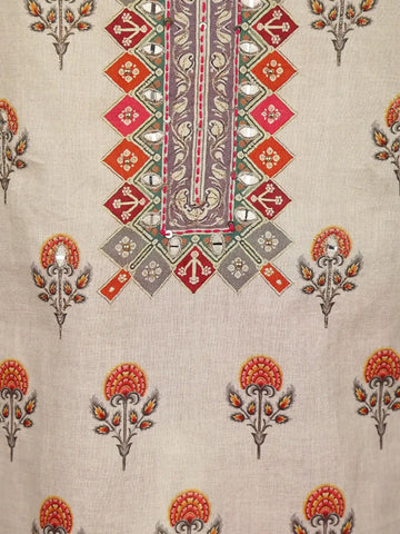 Pink And Beige Floral Designed Cotton Salwar Suit - Diadem