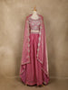 Pink Floral Embroidered Design Organza Lehenga