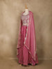 Pink Floral Embroidered Design Organza Lehenga