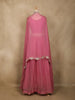 Pink Floral Embroidered Design Organza Lehenga