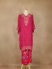 Pink Floral Embroidered Georgette Kaftan Suit - Diadem