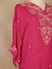 Pink Floral Embroidered Georgette Kaftan Suit - Diadem