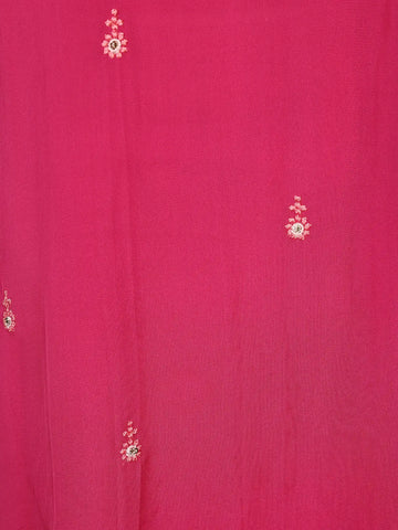 Pink Floral Embroidered Georgette Kaftan Suit - Diadem
