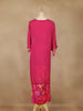 Pink Floral Embroidered Georgette Kaftan Suit - Diadem
