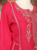 Pink Floral Embroidered Raw Silk Salwar Suit with Matching Dupatta