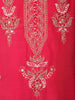 Pink Floral Embroidered Raw Silk Salwar Suit with Matching Dupatta