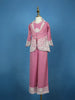 Pink Floral Embroidered Shimmer Kids Palazzo Suit With Jacket - Diadem