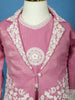 Pink Floral Embroidered Shimmer Kids Palazzo Suit With Jacket - Diadem