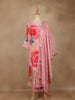 Pink Floral Printed Cotton Salwar Suit With Dupatta - Diadem