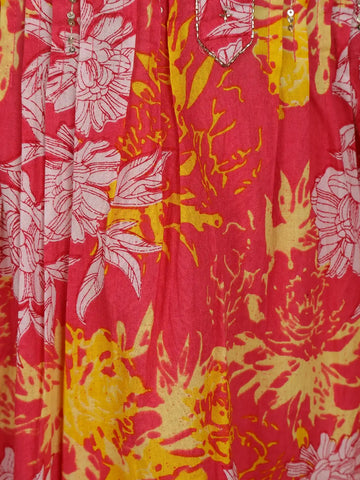 Pink Floral Printed Cotton Salwar Suit With Dupatta - Diadem