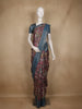 Pink Floral Printed Design Semi Tussar Saree with Blue Border