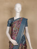 Pink Floral Printed Design Semi Tussar Saree with Blue Border