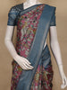 Pink Floral Printed Design Semi Tussar Saree with Blue Border