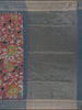 Pink Floral Printed Design Semi Tussar Saree with Blue Border