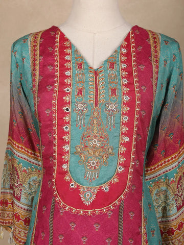 Pink Floral Printed Synthetic Salwar Suit - Diadem