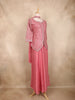 Pink Floral Sequins Embroidered Georgette Peplum Palazzo Suit with Choker Dupatta