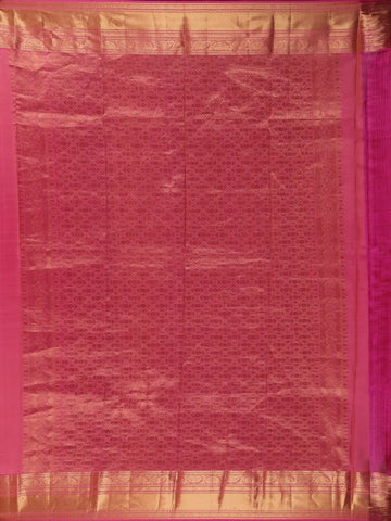 Pink Floral Woven Pure Kanchipuram Silk Saree With Zari Border - Diadem