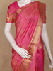 Pink Floral Woven Pure Kanchipuram Silk Saree With Zari Border - Diadem
