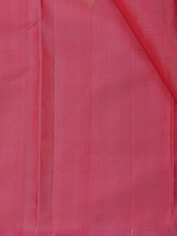 Pink Geometric Woven Pure Kanchipuram Silk Saree With Contrast Green Blouse - Diadem