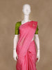 Pink Geometric Woven Pure Kanchipuram Silk Saree With Contrast Green Blouse - Diadem