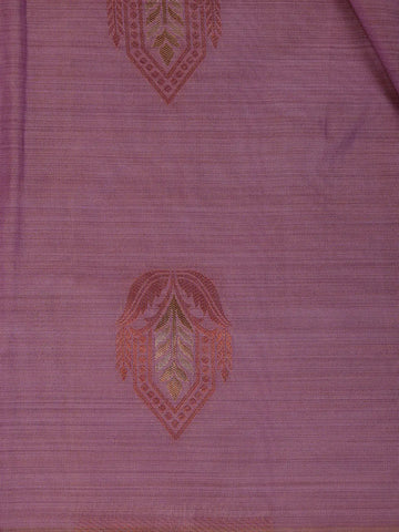 Pink Leaf Designed Soft Silk Saree With Contrast Purple Blouse - Diadem