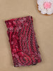 Pink Leaf Printed Design Chiffon Saree with Stone Work