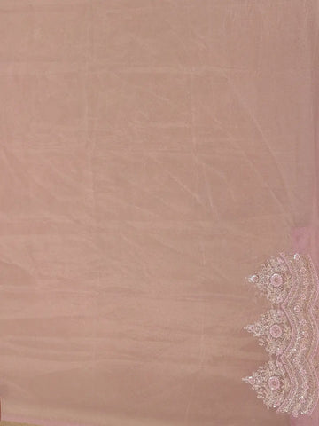 Onion Pink Leaf Woven Design Banarasi Silk Saree - Diadem