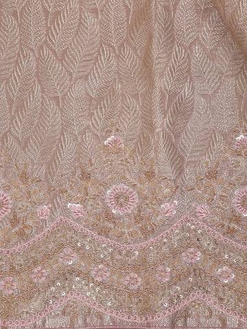 Onion Pink Leaf Woven Design Banarasi Silk Saree - Diadem