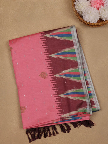 Pink Paisley Designed Soft Silk Saree - Diadem