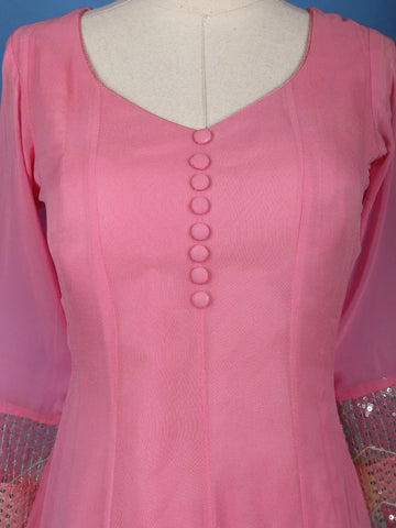 Pink Panel Designed Anarkali Georgette Gown - Diadem