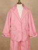 Pink Plain Cotton Blend Blazer Suit for Girls - Diadem