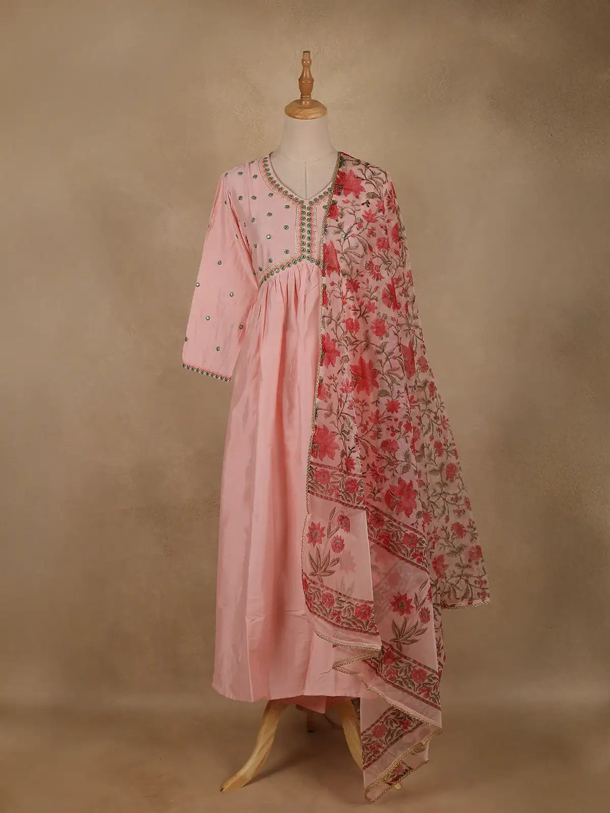 Pink Sequins Embroidery Cotton Salwar Suit - Diadem