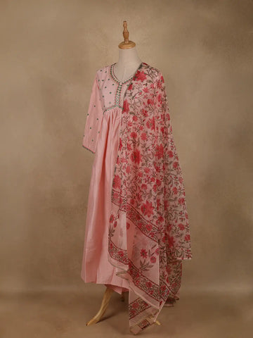 Pink Sequins Embroidery Cotton Salwar Suit - Diadem