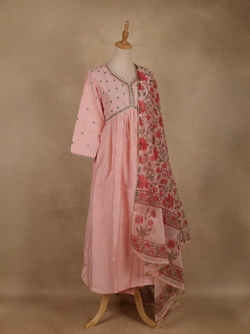 Pink Sequins Embroidery Cotton Salwar Suit - Diadem