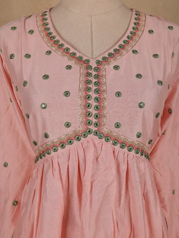 Pink Sequins Embroidery Cotton Salwar Suit - Diadem