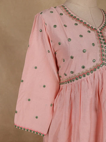 Pink Sequins Embroidery Cotton Salwar Suit - Diadem
