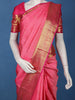 Pink Solid Woven Design Pure Kanchipuram Silk Saree