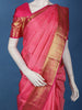 Pink Solid Woven Design Pure Kanchipuram Silk Saree